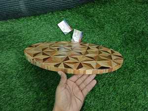 Juego de tabla de cortar de madera de acacia de primera calidad, bloque de corte de cuchillo duradero con incrustaciones de resina florales y geométricas para utensilios de cocina domésticos - Product Image 5