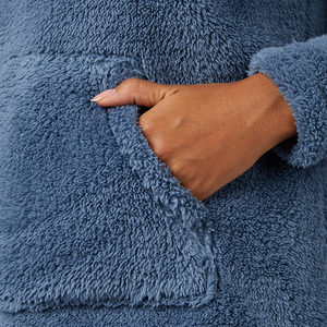 Sudadera con capucha con forro de Sherpa de invierno personalizada para mujer, jersey de lana cálida de peso pesado, Sudadera con capucha de gran tamaño con logotipo frontal, cuello con capucha, la mejor calidad - Product Image 6