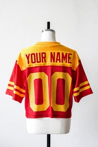 Camisetas de fútbol retro personalizadas de alta calidad con cuello en V, estilo oversized, para hombre, de malla transpirable, corte cropped, estilo americano, talla americana. - Product Image 2