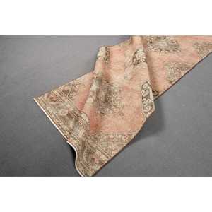 Turkish Rug, 3.3x12.7 ft Vintage Rug, <b>Red</b> Check <b>Wool</b> Rug - Product Image 4