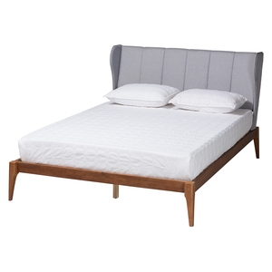Base de Cama Moderna Hecha de Madera de Teca Sólida con Cabecera Tapizada para Uso en Dormitorios Interiores - Product Image 1
