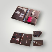 Porte-documents pour ordinateur portable sur mesure, grand format, style moderne et épuré, fermeture éclair, en cuir PU durable et cuir tanné végétal SVELG
