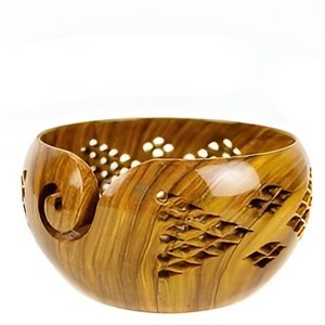 Low Price High Quality Rosewood Round Shape Yarn <b>Bowls</b> for <b>Knitting</b> and Crocheting Low Price Wooden Yarn <b>Bowl</b> - Product Image 2