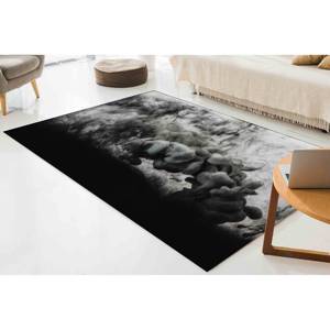 Tapis imprimé - Design classique noir de luxe moderne pour la décoration de bureau et extérieure, avec tapis à poils doux - Product Image 3