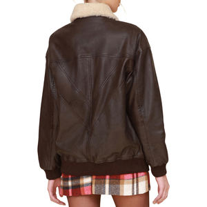 แจ็กเก็ตหนังสำหรับนักขี่จักรยานสำหรับผู้หญิงสีทึบหนังแท้แฟชั่นเสื้อแจ็กเก็ตเชอร์ปาสำหรับ2026 - Product Image 5