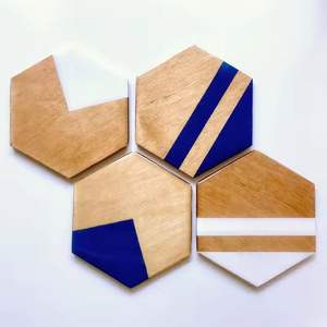 Handmade Modern Wooden Coasters Set Epoxy Resin <b>Coffee</b> Table Decorative Artwork Drink Mat & <b>Pads</b> for Tabletop Decoration - Product Image 3