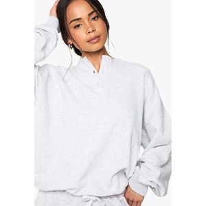 Sweat-shirt pour femme en coton lourd écologique, col rond, logo personnalisé, coupe ample, pull à capuche pour femme, fabrication en usine - Product Image 4