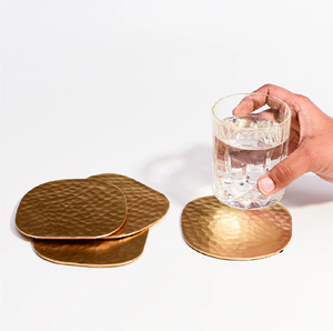 Sous-verres en laiton de qualité supérieure, finition or brossé, écologiques, faits à la main, réutilisables, pour tapis, coussinets, bureau, maison, mariage, fête - Product Image 2
