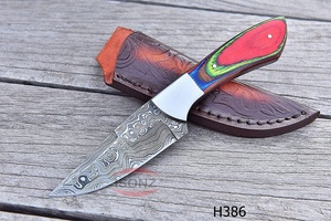 Acero de Damasco hecho a mano, cuchillo de caza D2 Damasco Micarta, cornamenta de hueso de madera OEM - Product Image 3