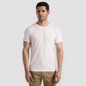 T-shirt 100% Coton blanc, léger, en jersey, personnalisable par broderie, disponible en version compressée, grammages de tissu 180g et 240g, idéal pour l'exercice - Product Image 1
