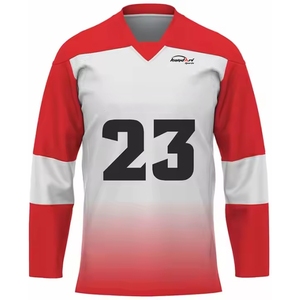 Maillots de hockey sur glace à sublimation personnalisée 100% broderie de maillot de hockey sur glace respirant en polyester - Product Image 1