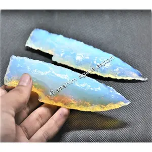 Ultimo Opalite 5 pollici punta di freccia coltello lama artigianato di cristallo Reiki Rocks Feng Shui regalo pietre semipreziose artigianato coltelli Opalite