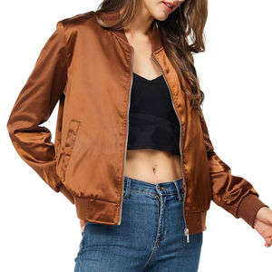 Premium <b>Women's</b> Bomber Jacket with Satin Finish Custom Embroidery Satin Bomber Jacket for <b>Women</b> OEM Custom Label & Design - Product Image 2