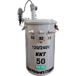 Transformador Sumergido en Aceite Montado en Poste 50/60Hz Fabricado en Corea OEM ODM Kumkang 500kVA/12470GrdY/7200/4160Y/2402 Pos. LBOR - Product Image 1