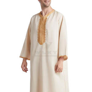 Robes caftan musulmanes Vêtements islamiques Vintage Robes longues Loisirs Manches longues Col montant Jubba Thobe - Product Image 4