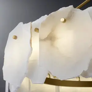 PietraStone Modern Industrial <b>Chandelier</b> Hanging Pendant <b>Lamp</b> with Warm White Light Copper and Stone <b>Shade</b> for Home Decor - Product Image 1