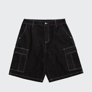 Dernier modèle de short en jean pour hommes avec broderie personnalisée en usine Short en jean de fitness ample personnalisé décontracté d'été respirant - Product Image 6