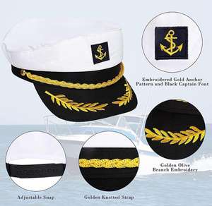 Vintage adult <b>Navy</b> <b>Hat</b> Adjustable Yacht and Boat Skipper Caption <b>Hat</b> Funny Sailor <b>Hat</b> - Product Image 1