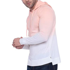 เสื้อฮู้ดแขนยาวผ้าฟลีซผ้าฝ้าย100% สีไล่ระดับน้ำหนักเบาพร้อมฮู้ดเชือกรูดแฟชั่นสตรีทแวร์ของผู้ชาย - Product Image 3