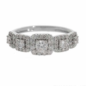 0.85CTW หินประดับ14K สีทอง5ก้อนสำหรับผู้หญิงแหวนชุบโรเดียมประดับเพชรธรรมชาติทรงสี่เหลี่ยมจตุรัสประดับเพชรสวยงาม - Product Image 5