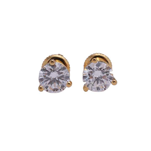 Boucles d'oreilles clous en or jaune massif 14 carats avec diamants CVD taille ronde 2TCW, sertissage Martini, cadeau pour femme - Product Image 2