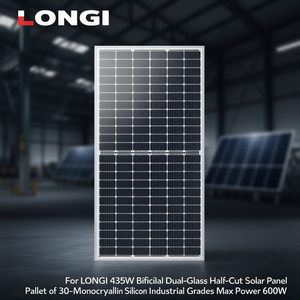 Panneau solaire LONGi 435W bifacial double vitrage demi-cellules, palette de 30, silicium monocristallin de qualité industrielle, puissance maximale 600W - Product Image 3