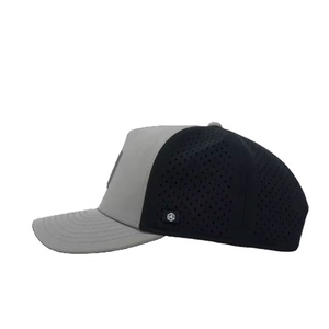 Custom 5 Panel Unisex Baseball Caps Quick Dry Waterproof Performance Nylon <b>Hats</b> with Laser Cut Drilled Perforated Hole Wholesale - Product Image 4