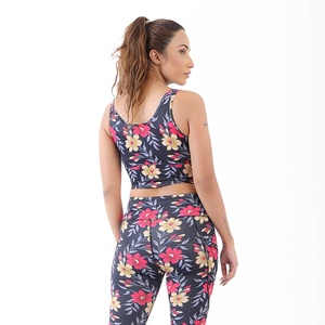 Soutien-gorge de sport rembourré pour dames avec leggings de contour respirant design floral pour la course à pied entraînement pilates et séances de gym - Product Image 2