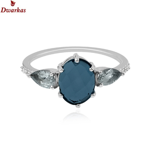 HOT SALE 925เงินลอนดอน Blue Topaz Stone Stone RING - Product Image 2
