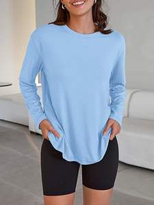 Camiseta de Franela con Cuello Redondo, Estilo Hip Hop, Holgada, de Manga Larga, Gruesa, para Invierno, Personalizable al por Mayor - Product Image 2