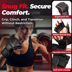 Guantes de Medio Dedo de Cuero de Alta Calidad para Entrenamiento de Boxeo, Diseño Ligero y Transpirable, Ajuste Cómodo, Agarre de Mano Largo - Product Image 4