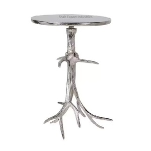 Table centrale en métal décorée ronde en nickel noir pour la maison Table de meubles de chambre d'hôtel Table d'appoint en aluminium sculptée à la main - Product Image 3