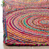 Tapis d'intérieur 8x10 fait main en jute, coton et denim, antidérapant, écologique, adapté aux animaux domestiques, lavable, tressé et rembourré sur mesure