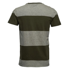 เสื้อยืดผ้าฝ้ายนุ่มแขนสั้นสำหรับผู้ชายทรงหลวมหลวมหลวมสีพื้นเสื้อยืดลายขวางสไตล์สตรีทแวร์ - Product Image 4