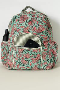 Sac à dos matelassé fait main Le Souvenirs à motif floral vert, capacité de 10 kg, léger, design unisexe, doublure en coton biologique, fermeture éclair, voyage - Product Image 2