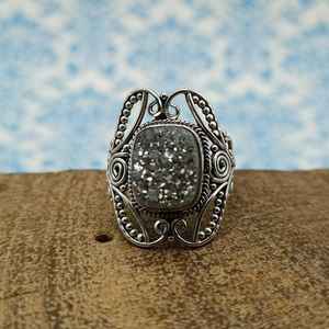 Titanio druso piedra preciosa cojín corte 925 plata esterlina bisel conjunto anillo hecho en genuino 925 anillos de plata diseño de moda - Product Image 4