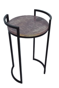 Modern Custom Size Nordic Design Living Room Side <b>Table</b> Wooden Small <b>Round</b> Top and Metal Frame With Handle Coffee Side <b>Table</b> - Product Image 2