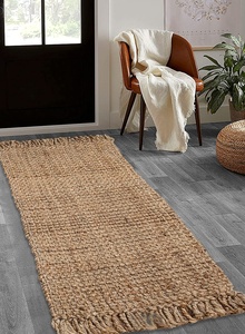 Vintage 100% Natural Jute Reversible Rectangle Area Rug Hand Woven Jacquard <b>Striped</b> 3400 GSM Includes Door Mats Beach Bathroom - Product Image 5