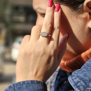 Fête porter Rose Quartz bague en argent Marqee forme Rose Quartz bague en argent poids léger bague adorable bague cadeau pour noël - Product Image 3