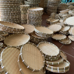 Bandeja de cesta de bambú de ratán hecha a mano de Venta caliente para decoración de hogar y cafetería - Product Image 1