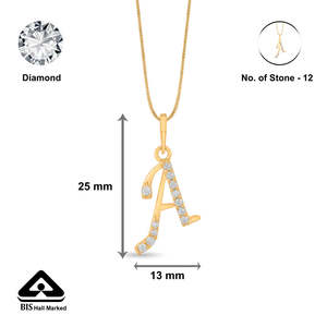 Collier pendentif en or avec lettre incrustée de zirconiums - Product Image 6
