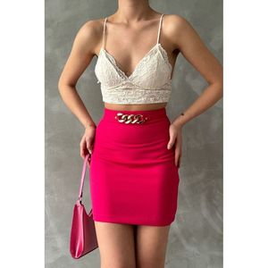 Falda Midi al Por Mayor con Elegante Detalle de Cadena en la Cintura para Mujer, Color Azul Saks Sólido, 100% Poliéster, Estilo Línea A, por TOPSHOW - Product Image 6