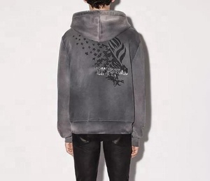 Sweat à capuche pull-over avec logo vintage personnalisé avec strass personnalisés Survêtement pour hommes Sweat à capuche homme surdimensionné - Product Image 2