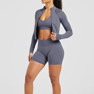 Wholesale Custom Logo Gym Fitness <b>Sets</b> Woman Yoga <b>Leggings</b> Long Sleeve <b>Top</b> Sports Bra Yoga Two Piece Workout <b>Set</b> for Women - Product Image 5