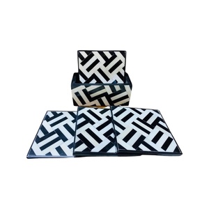 Juego de posavasos con diseño personalizado para decoración de cocina y mesa, posavasos con incrustaciones de hueso, artesanía moderna, vajilla, hueso y - Product Image 1