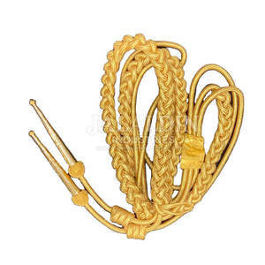 Aiguillette Bordada en 3D de Alta Calidad en Oro y Plata para Uniformes de Infantería, Cordones Dorados Personalizados con Puntas, Venta al Por Mayor - Product Image 1