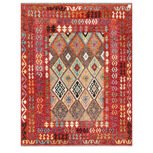 Alfombra Kilim de Maimana, Afganistán, 232 x 180 cm, Alfombras y Juegos de Alfombras Hechos a Mano - Product Image 1