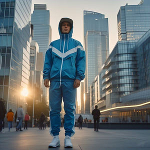 Chándal cortavientos ajustable de nailon 100% para hombre, ropa de calle estampada, traje de lluvia impermeable ligero - Product Image 5