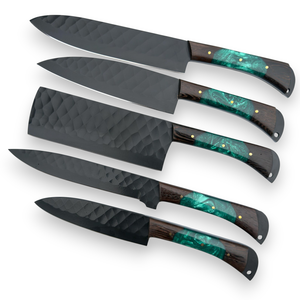 Juego de Cuchillos de Chef de Acero Inoxidable Nordic Forge, Bolsa de Cuero, 5 Piezas, Ambidiestros, Hechos a Mano, OEM, Cuchillos Profesionales con Recubrimiento en Polvo y Madera - Product Image 3