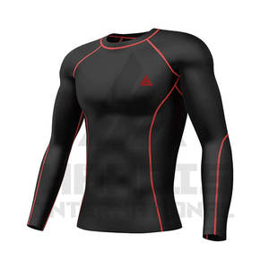 Tenue de compression sur mesure de haute qualité, vente en gros bon marché, ensembles de compression pour hommes à col rond et manches complètes - Product Image 1
